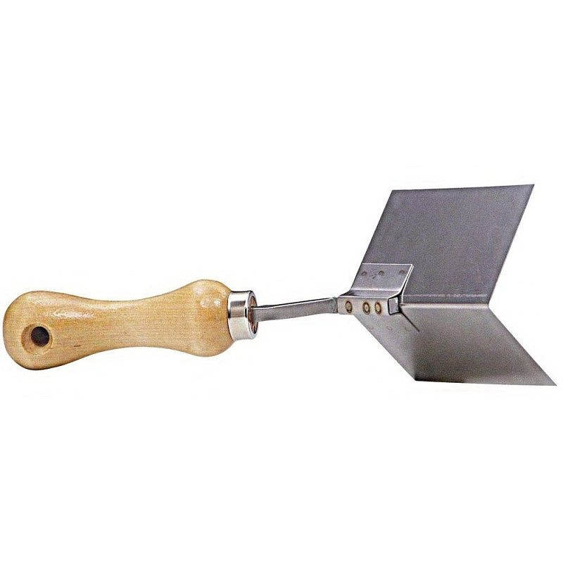 Wallboard Tool 82-002 Corner Tool, 2-1/4 in W Blade, 4-1/8 in L Blade, Stainless Steel Blade, Wood Handle