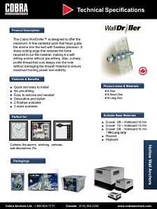 Cobra Anchors 034S Hollow Wall Anchor, Zinc, 52 lb