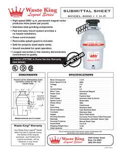 Waste King Legend Series L-8000 Garbage Disposer, 1 hp Motor, 115 V, Stainless Steel