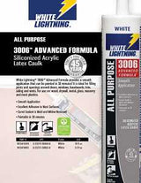 White Lightning W12AF0010 Adhesive Caulk, White, 5 to 7 days Curing, 40 deg F, 10 fl-oz, Cartridge, Pack of 12