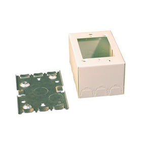 Wiremold V5747 Receptacle Box, 21.38 cu-in, 1/2 in, 1-Gang, 2-Knockout, Steel, Ivory, Surface