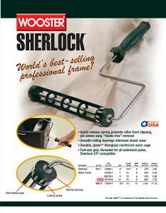 Wooster R017-9 Roller Frame, 9 in L Roller, Polypropylene Handle, Threaded Handle, Green Handle