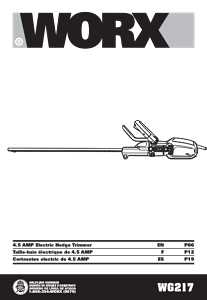 Worx WG217 Electric Hedge Trimmer, 4.5 A, 120 V, 3/4 in Cutting Capacity, 24 in L Blade, Black