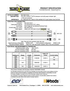 CCI 2888 Extension Cord, 14 AWG Cable, 100 ft L, 13 A, 125 V, Yellow