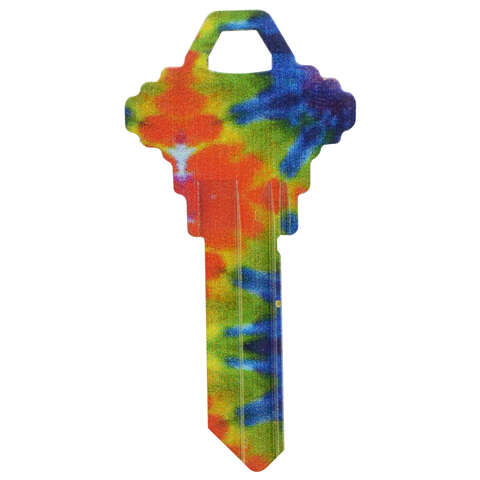 HILLMAN Wackeys Tie Dyed House/Office Key Blank 68 SC1 Single For Schlage, Pack of 6