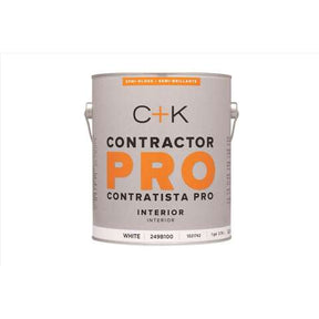 C+K Contractor Pro Semi-Gloss White Water-Based Paint Interior 1 gal, Pack of 4