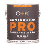 C+K Contractor Pro Semi-Gloss Tint Base Ultra White Base Paint Exterior 1 gal, Pack of 4