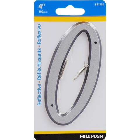 HILLMAN 4 in. Reflective Silver Plastic Nail-On Number 0 1 pc, Pack of 3