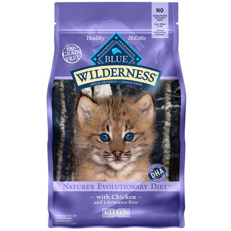 Blue Buffalo Wilderness Kitten Chicken Dry Cat Food Grain Free 5 lb