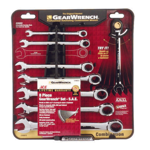 Ace SAE Gearwrench Set 9.8 in. L 8 pc