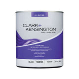 Clark+Kensington High-Gloss Black Premium Paint Exterior and Interior 1 qt, Pack of 4