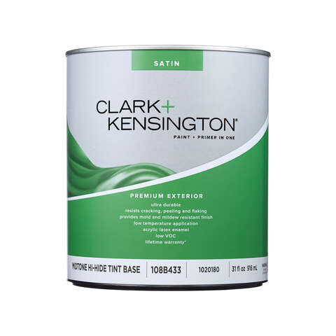 Clark+Kensington Satin Tint Base Mid-Tone Base Exterior Paint and Primer Exterior 1 qt, Pack of 4