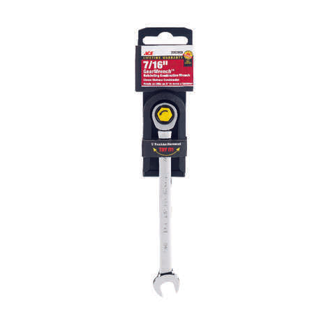 Ace Pro Series GearWrench 7/16 in. X 7/16 in. SAE Combination Wrench 6.5 in. L 1 pc