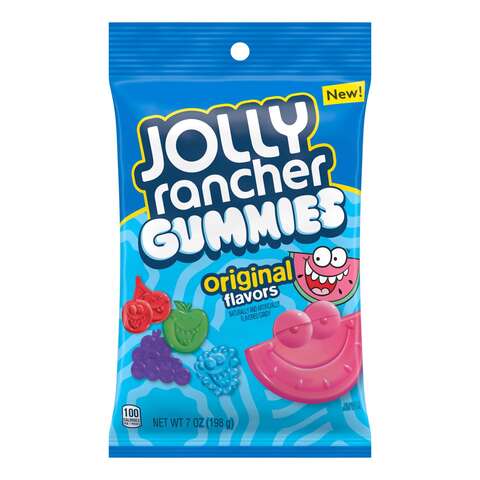 Jolly Rancher Gummies Blue Raspberry/Cherry/Grape/Green Apple/Watermelon Candy 7 oz, Pack of 12