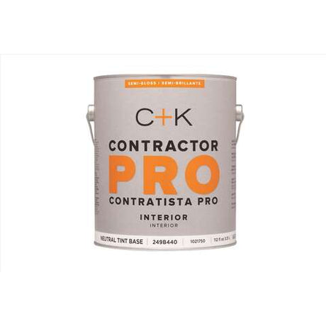 C+K Contractor Pro Semi-Gloss Tint Base Tint Base Paint Interior 1 gal, Pack of 4