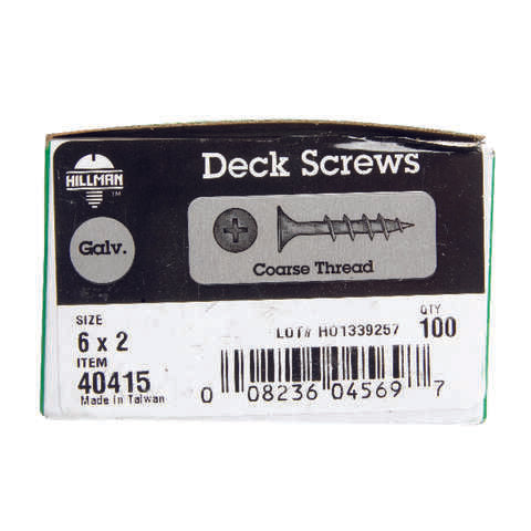 HILLMAN No. 6 Ga. X 2 in. L Gray Phillips Bugle Head Deck Screws 100 pk