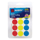 Avery 0.75 in. H X 3/4 in. W Round Assorted Color Coding Label 315 pk, Pack of 6