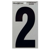 HILLMAN 5 in. Reflective Black Vinyl Self-Adhesive Number 2 1 pc, Pack of 6