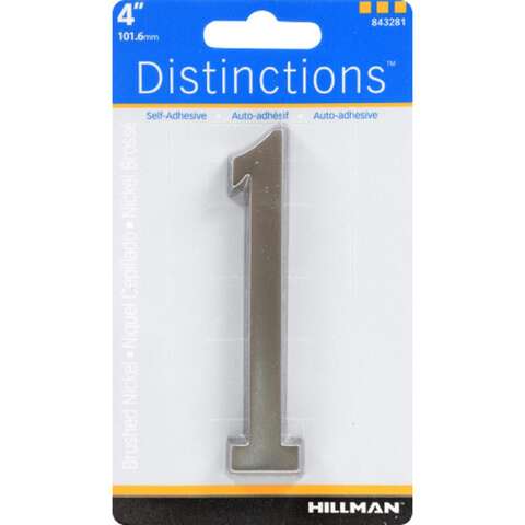HILLMAN Distinctions 4 in. Silver Zinc Die-Cast Self-Adhesive Number 1 1 pc, Pack of 3