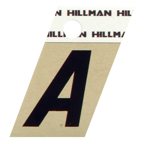 HILLMAN 1.5 in. Black Aluminum Self-Adhesive Letter A 1 pc, Pack of 6