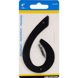 HILLMAN 4 in. Black Aluminum Nail-On Number 6 1 pc, Pack of 3