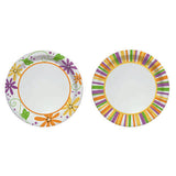 Solo Paper Mixed Garden Party Stripes and Flowers Design Plate 7 in. D 48 pk, Pack of 12
