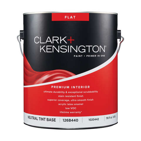 Clark+Kensington Flat Tint Base Neutral Base Paint + Primer Interior 1 gal, Pack of 4
