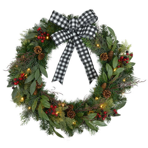 Celebrations 30 in. D LED Prelit Warm White Wreath, Pack of 4