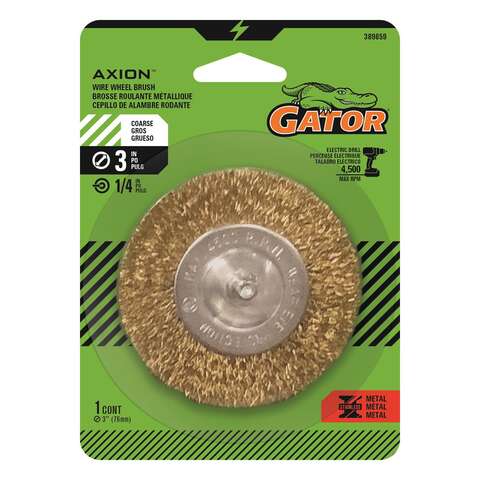 Gator 3 in. Coarse Crimped Wire Wheel Brush Brass Coated Steel 4500 rpm 1 pc