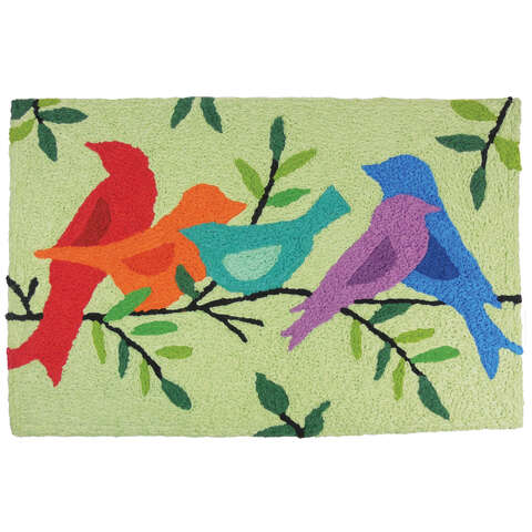 Jellybean 20 in. W X 30 in. L Multi-Color Morning Song Birds Polyester Accent Rug