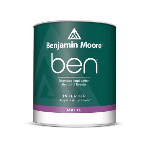 Benjamin Moore Ben Matte White Paint and Primer Interior 1 qt, Pack of 4