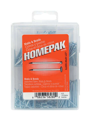 HILLMAN Assorted in. Assorted Steel Assorted Nails, Tacks, Brads and Screws Set Assorted Head, Pack of 5