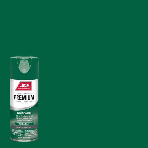 Ace Premium Gloss Garden Green Paint + Primer Enamel Spray 12 oz, Pack of 6