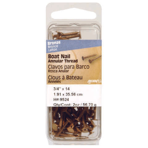 HILLMAN 1-1/4 in. Boat Bronze Stainless Steel Nail Flat Head, Pack of 6