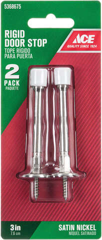 Ace 3 in. W Metal Satin Nickel Bronze Rigid Door Stop Mounts to door and wall 1/8 in., Pack of 5