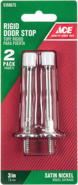 Ace 3 in. W Metal Satin Nickel Bronze Rigid Door Stop Mounts to door and wall 1/8 in., Pack of 5