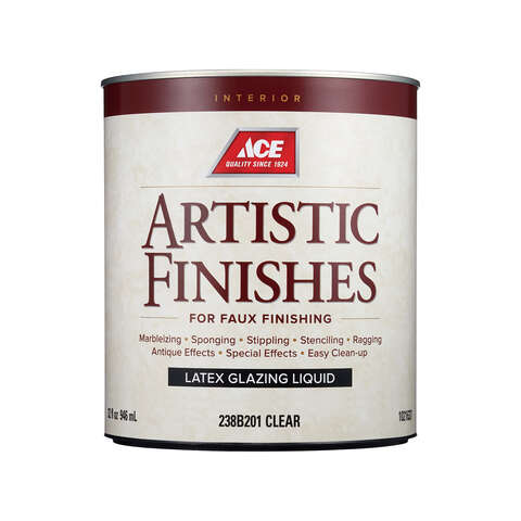 Ace Artistic Finishes Clear Glazing Liquid Interior 1 qt, Pack of 4