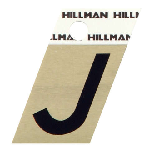 HILLMAN 1.5 in. Black Aluminum Self-Adhesive Letter J 1 pc, Pack of 6