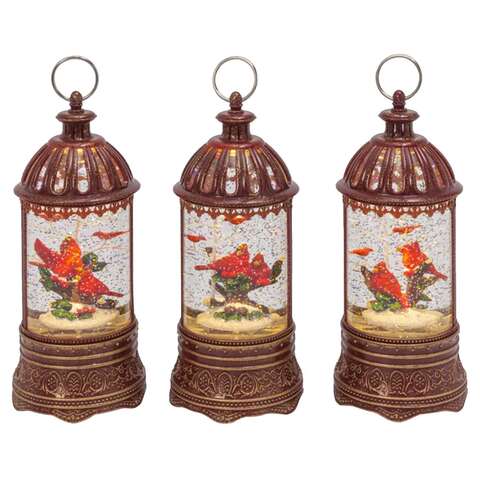 Gerson 10 in. Glass/Metal Musical Spinning Water Globe Multicolored Lantern, Pack of 6