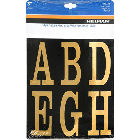 HILLMAN 3 in. Reflective Gold Vinyl Self-Adhesive Letter Set A-Z 51 pc, Pack of 5