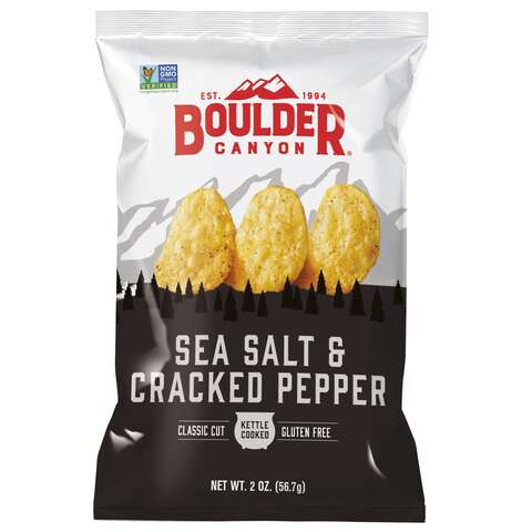Boulder Canyon Sea Salt & Cracked Pepper Chips 2 oz Bagged, Pack of 8