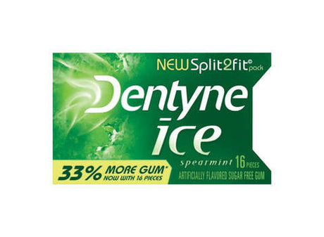 Dentyne Ice Sugar Free Spearmint Chewing Gum 16 pk, Pack of 9
