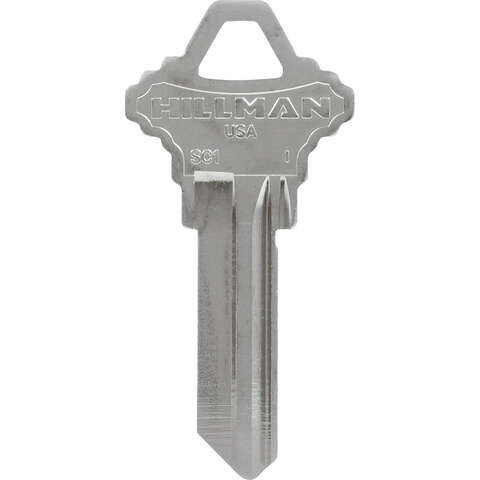 HILLMAN Traditional Silver House/Office Key Blank SC1 Single For Schlage Locks, Pack of 10