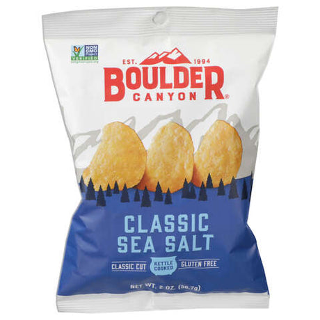 Boulder Canyon Sea Salt Kettle Cooked Potato Chips 2 oz Pegged, Pack of 8