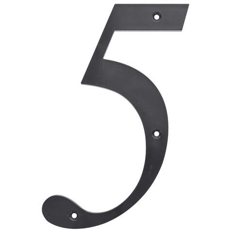 HILLMAN 6 in. Reflective Black Plastic Nail-On Number 5 1 pc, Pack of 3