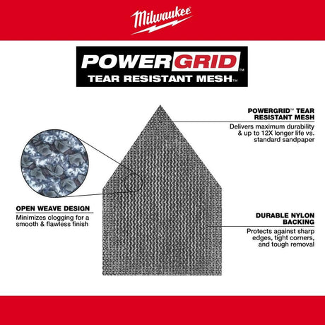 Milwaukee 48-80-5150 Mesh Sanding Sheet, 3-5/8 in W, 3-3/4 in L, 150 Grit, Medium, Aluminum Oxide Abrasive, Pack of 3