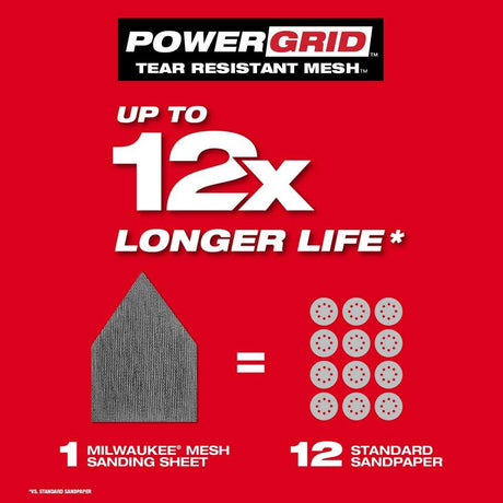 Milwaukee 48-80-5150 Mesh Sanding Sheet, 3-5/8 in W, 3-3/4 in L, 150 Grit, Medium, Aluminum Oxide Abrasive, Pack of 3
