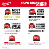 Milwaukee 48-22-1816 Auto-Lock Tape Measure, 16 ft L Blade, 1 in W Blade, Steel Blade, ABS Case, Black/Red Case