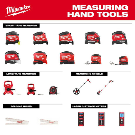 Milwaukee 48-22-1816 Auto-Lock Tape Measure, 16 ft L Blade, 1 in W Blade, Steel Blade, ABS Case, Black/Red Case